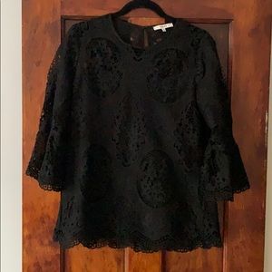 Black, lace, peplum top with side zipper